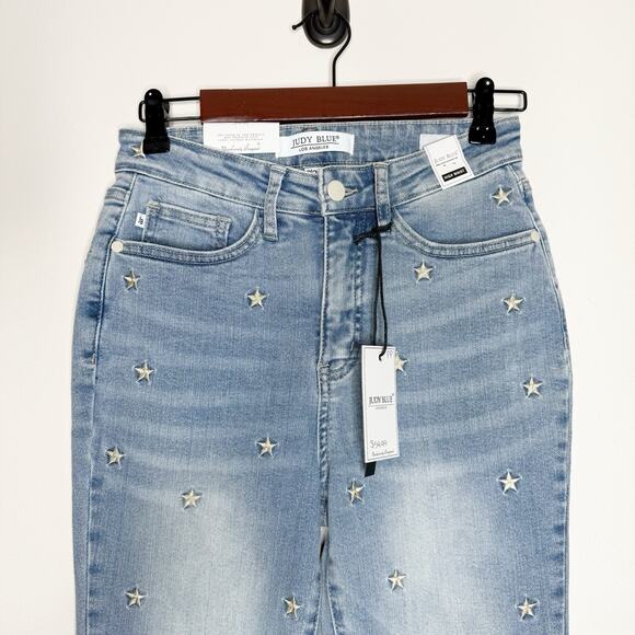 Judy Blue High Rise Skinny Fit Embroidered Stars Stretch Jeans Women’s Size 3/26 - Picture 2 of 8